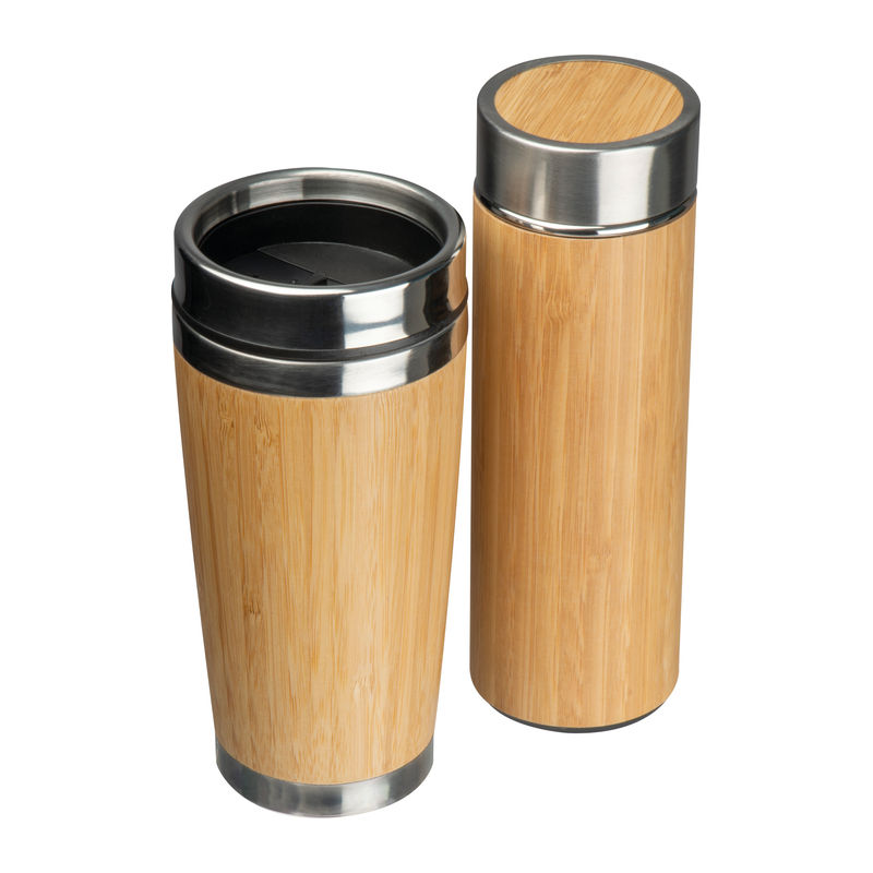 Bambusz termosz és bögre szett, 400+350 ml